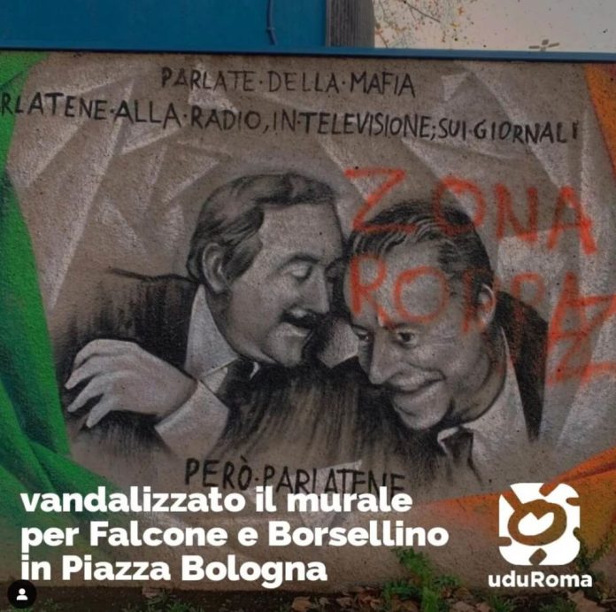 vandalizzato-il-murale-di-falcone-e-borsellino-a-piazza-bologna